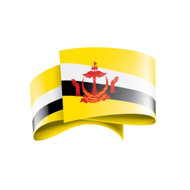 Brunei bayrağı, beyaz arkaplanda vektör illüstrasyonu