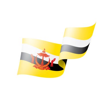Brunei bayrağı, beyaz arkaplanda vektör illüstrasyonu