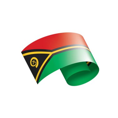 Vanuatu bayrağı, beyaz arkaplanda vektör çizimi