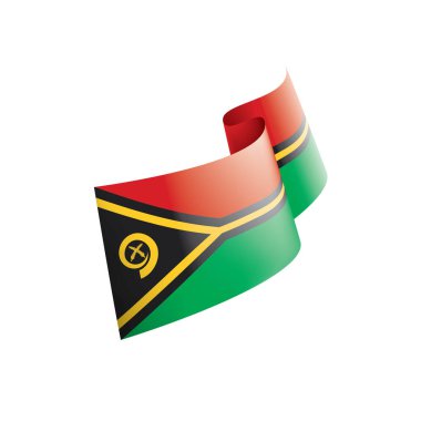 Vanuatu bayrağı, beyaz arkaplanda vektör çizimi