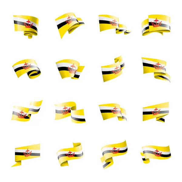 Brunei flag, vector illustration on the white background — 스톡 벡터