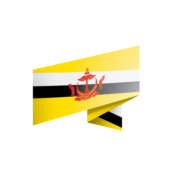 Brunejský prapor, vektorová ilustrace na bílém pozadí — Stockový vektor