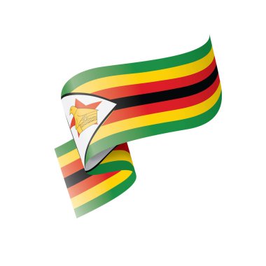 Zimbabwe bayrağı, beyaz arkaplanda vektör illüstrasyonu
