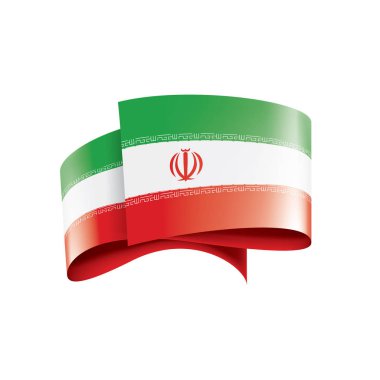 İran bayrağı, beyaz arka planda vektör illüstrasyonu