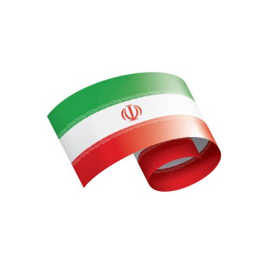 İran bayrağı, beyaz arka planda vektör illüstrasyonu