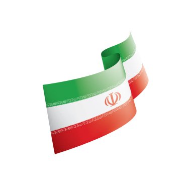 İran bayrağı, beyaz arka planda vektör illüstrasyonu