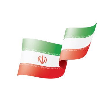 İran bayrağı, beyaz arka planda vektör illüstrasyonu