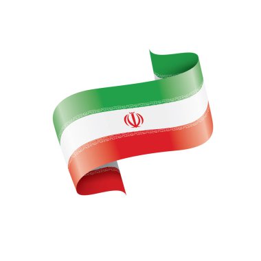 İran bayrağı, beyaz arka planda vektör illüstrasyonu