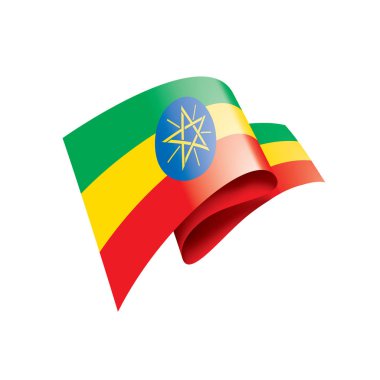 Etiyopya bayrağı, beyaz arkaplanda vektör illüstrasyonu