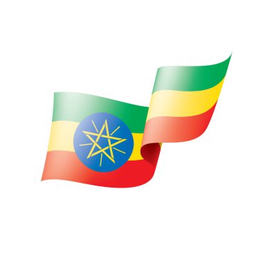 Etiyopya bayrağı, beyaz arkaplanda vektör illüstrasyonu