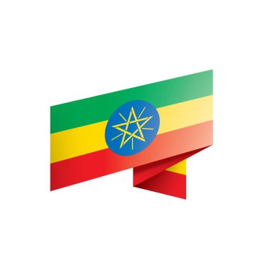 Etiyopya bayrağı, beyaz arkaplanda vektör illüstrasyonu