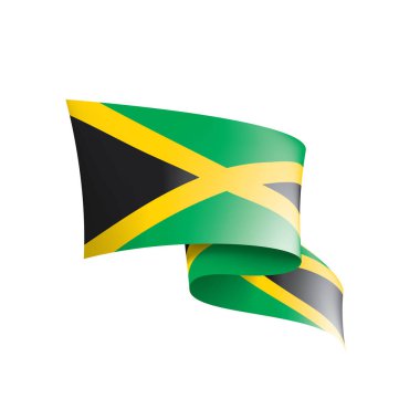 Jamaika bayrağı, beyaz arkaplanda vektör illüstrasyonu