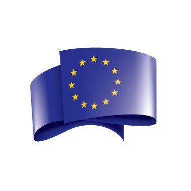 Beyaz arka planda Avrupa Birliği bayrağı ve vektör illüstrasyonu