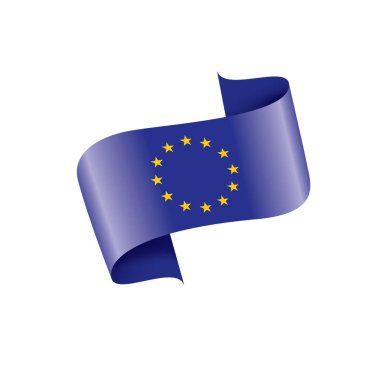 Beyaz arka planda Avrupa Birliği bayrağı ve vektör illüstrasyonu