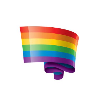 Beyaz arkaplanda sallanan bir gökkuşağı bayrağını yönlendir