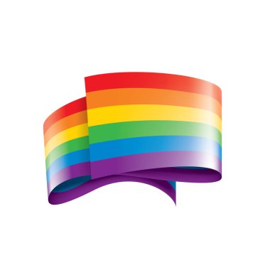 Beyaz arkaplanda sallanan bir gökkuşağı bayrağını yönlendir