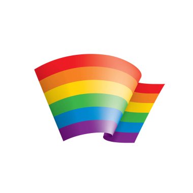 Beyaz arkaplanda sallanan bir gökkuşağı bayrağını yönlendir