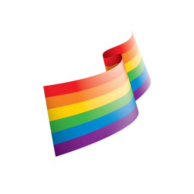 Beyaz arkaplanda sallanan bir gökkuşağı bayrağını yönlendir