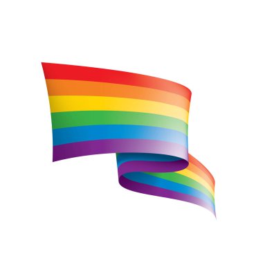 Beyaz arkaplanda sallanan bir gökkuşağı bayrağını yönlendir