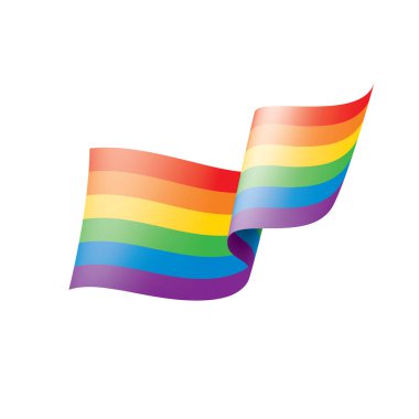 Beyaz arkaplanda sallanan bir gökkuşağı bayrağını yönlendir