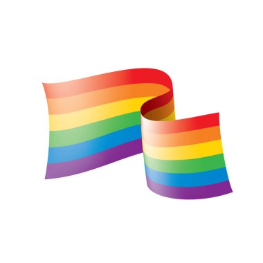 Beyaz arkaplanda sallanan bir gökkuşağı bayrağını yönlendir