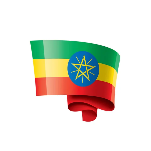 Etiopská vlajka, vektorová ilustrace na bílém pozadí — Stockový vektor