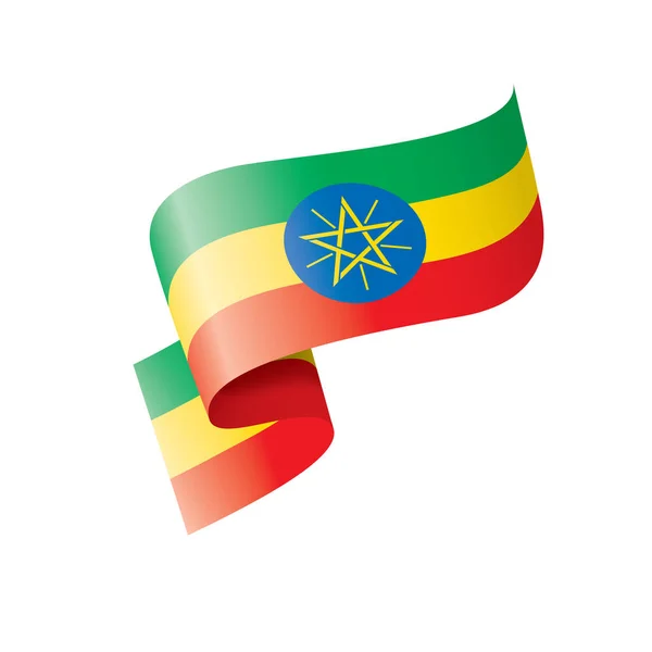 흰 배경에 있는 벡터 그림, 에티오피아 국기 — 스톡 벡터