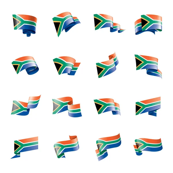 Bandiera sudafricana, illustrazione vettoriale su sfondo bianco — Vettoriale Stock