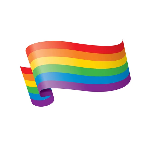 Vettore una bandiera arcobaleno sventola su sfondo bianco — Vettoriale Stock