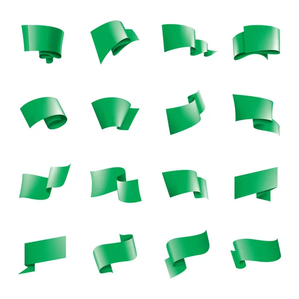 Acenando a bandeira verde sobre um fundo branco — Vetor de Stock