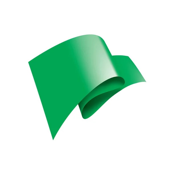 Sventolando la bandiera verde su sfondo bianco — Vettoriale Stock