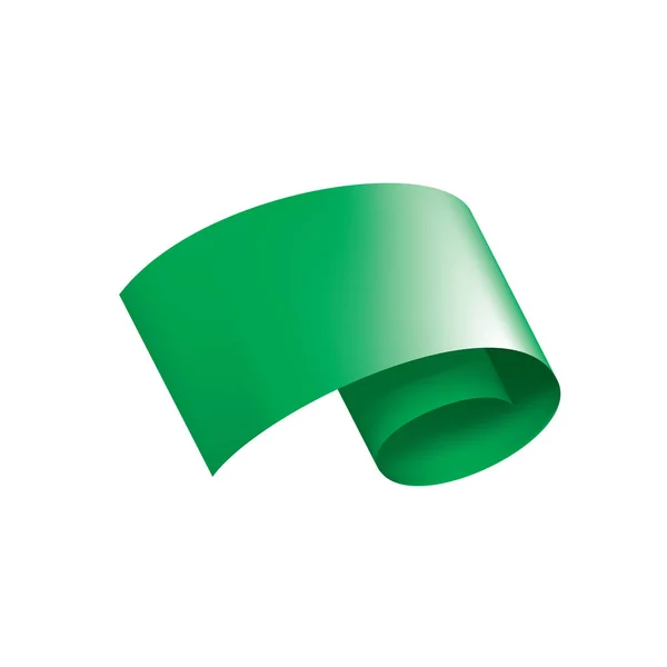 Acenando a bandeira verde sobre um fundo branco — Vetor de Stock