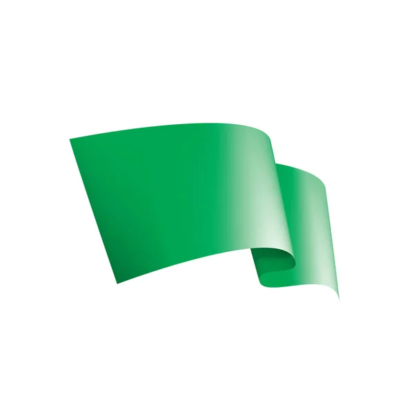 Acenando a bandeira verde sobre um fundo branco — Vetor de Stock