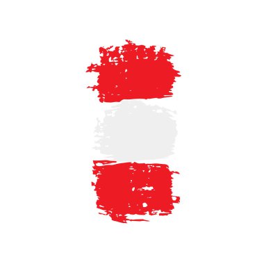 Avusturya bayrağı, beyaz arkaplanda vektör illüstrasyonu