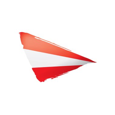 Avusturya bayrağı, beyaz arkaplanda vektör illüstrasyonu.