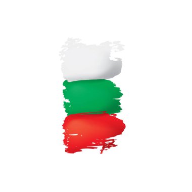 Beyaz arka planda Bulgaristan bayrağı ve vektör illüstrasyonu