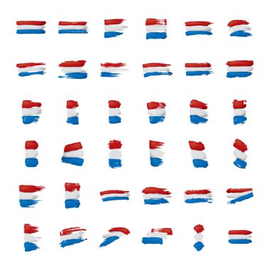 Beyaz arkaplanda Hollanda bayrağı, vektör illüstrasyonu