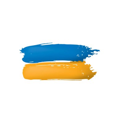 Beyaz arkaplanda Ukrayna bayrağı, vektör illüstrasyonu