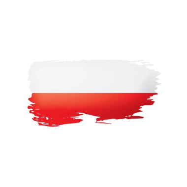 Polonya bayrağı, beyaz arkaplanda vektör illüstrasyonu