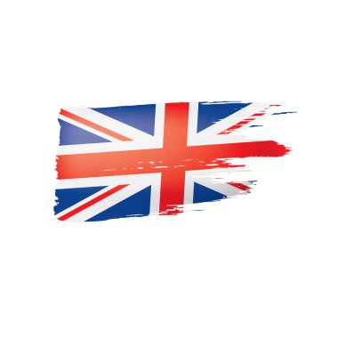 Birleşik Krallık bayrağı, beyaz arkaplanda vektör illüstrasyonu