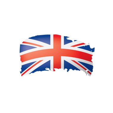 Birleşik Krallık bayrağı, beyaz arkaplanda vektör illüstrasyonu