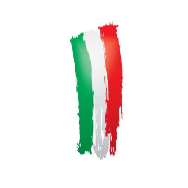 İtalya bayrağı, beyaz arkaplanda vektör illüstrasyonu