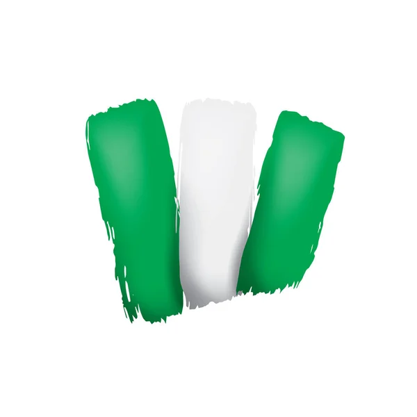 尼日利亚旗子, 矢量例证在白色背景 — 图库矢量图片