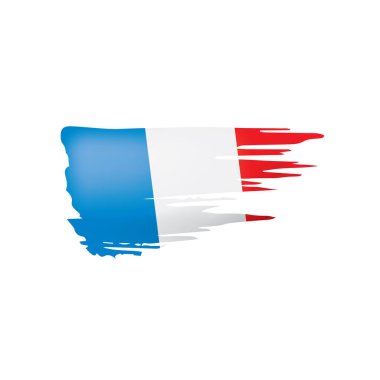 Fransa bayrağı, beyaz arkaplanda vektör illüstrasyonu