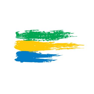 Gabon bayrağı, beyaz arkaplanda vektör çizimi