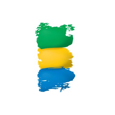Gabon bayrağı, beyaz arkaplanda vektör çizimi