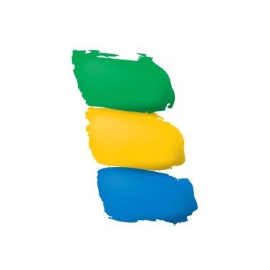 Gabon bayrağı, beyaz arkaplanda vektör çizimi