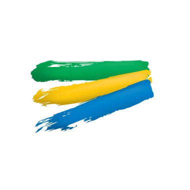 Gabon bayrağı, beyaz arkaplanda vektör çizimi.