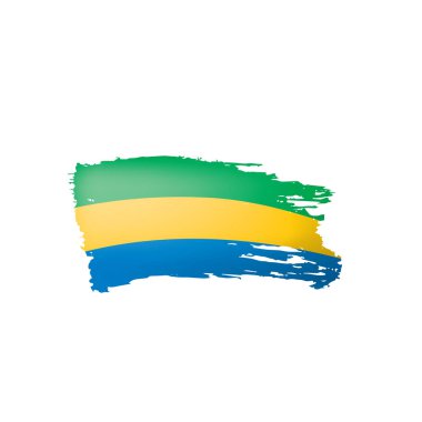 Gabon bayrağı, beyaz arkaplanda vektör çizimi