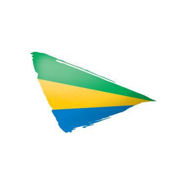 Gabon bayrağı, beyaz arkaplanda vektör çizimi